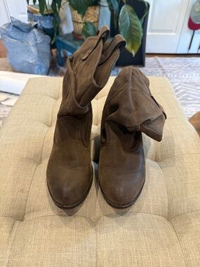 Rocket Dog Dark Brown Suede Slouchy Heeled Boots